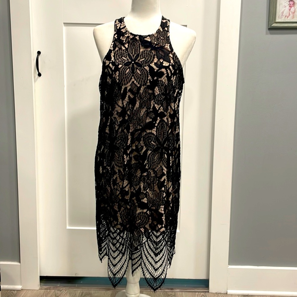 Express dress black with nude underlay